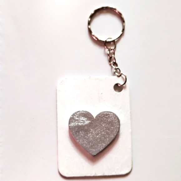 NEW Handmade Keychain Bag Tag! Italian Wood ArtDeco8. "I LOVE My Bag" Wood Heart - Picture 5 of 6